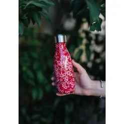 QWETCH Bouteille isotherme en inox Flowers rouge 260 ml