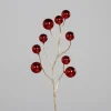 New Branche décorative avec 9 boules de Noël rouges - 81 cm