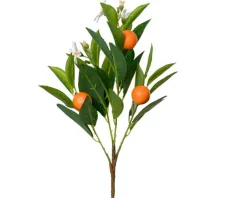 Clearance KAEMINGK Branche d’oranger en plastique vert avec fleurs et oranges - Ø 19 x H 58 cm