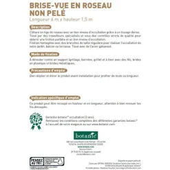 BOTANIC® Brise vue en paillon non pelé - H 150 cm x L 6 m