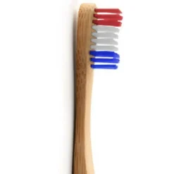 Best THE HUMBLE CO. Brosse à dents pour adulte en bambou souple coloris bleu blanc rouge