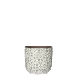 Best EDELMAN Cache pot rond en céramique blanc Mica Décorations Daan - Ø 13 cm