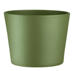 Discount PERM Cache-pot en céramique coloris vert olive Fresh O19 - Ø 19,5 x H 17 cm