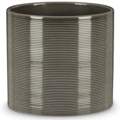 New DEROMA Cache-pot en céramique gris Scheurich 828 Glass Grey - Ø 12 cm