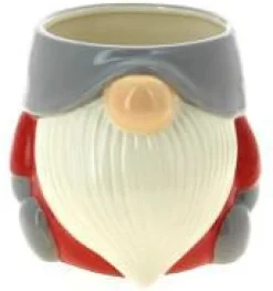 New Cache-pot en céramique rouge forme Père Noël – Ø 13 x H 14 cm