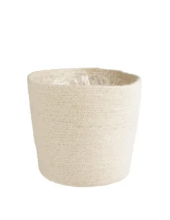 Hot DECOSTYL Cache-pot vannerie naturelle coloris blanc en jute - 20,5 x 19,5 x 16 cm