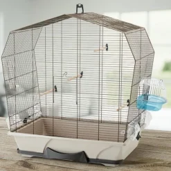 Clearance SAVIC Cage à oiseaux exotiques et canaris coloris marron Mary 50 avec fils cuivrés – 71,5 x 38,5 x 73,5 cm