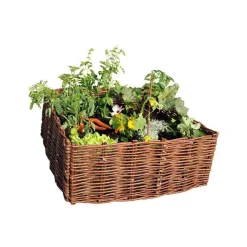 New SILVACANE Carré potager en osier brun 100x100 cm