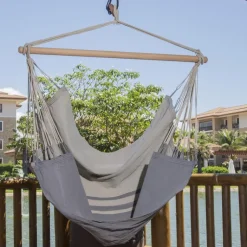 Online JOBEK Chaise hamac coloris anthracite taupe certifié FSC® Hamac Trankil - 140 x 110 cm