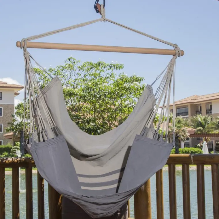 Online JOBEK Chaise hamac coloris anthracite taupe certifié FSC® Hamac Trankil - 140 x 110 cm