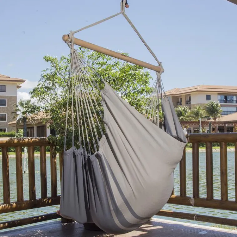 Online JOBEK Chaise hamac coloris anthracite taupe certifié FSC® Hamac Trankil - 140 x 110 cm