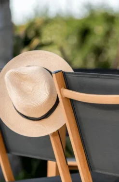 Outlet CREADOR Chaise pliante en aluminium et teck anthracite Timo