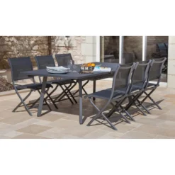 New PROLOISIRS Chaise pliante grise en aluminium Elégance