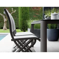 New PROLOISIRS Chaise pliante grise en aluminium Elégance