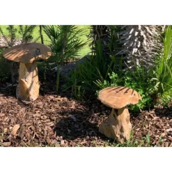Outlet DÉCORIALE Champignon pour décoration extérieure coloris bois en teck - 40 cm