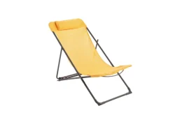 New Chilienne en acier graphite et toile textylène moutarde - 122 x 60 cm