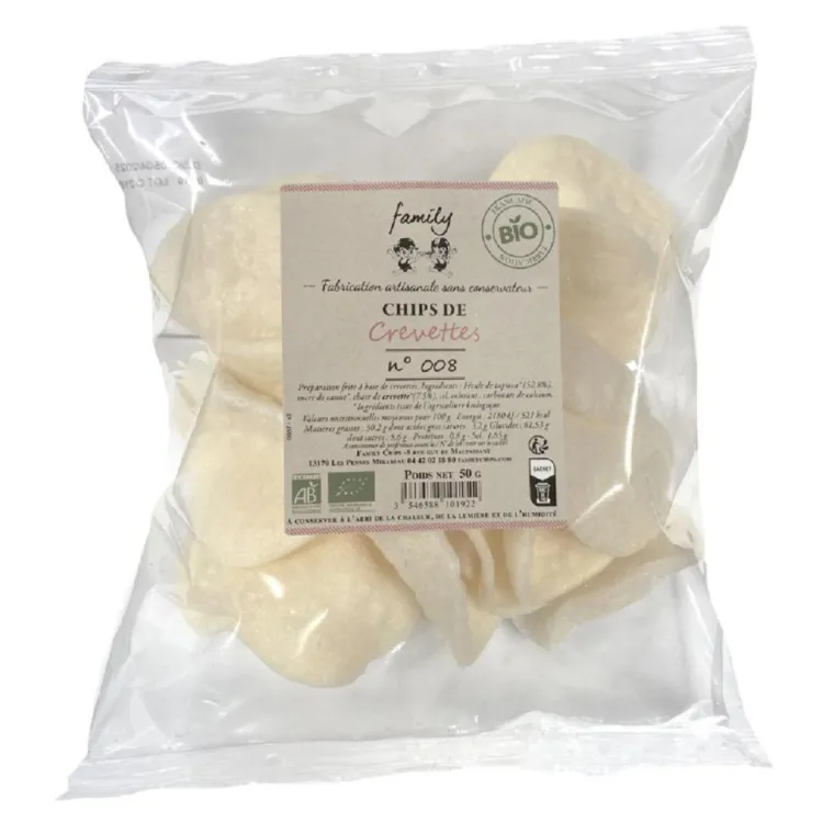 Discount FAMILY CHIPS Chips aux crevettes bio - 50 g