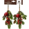 Best KAEMINGK Clip décoratif branche de sapin vert, pommes et baies rouges - Ø 15 x H 22 cm