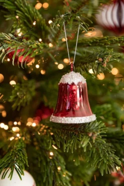 Online KAEMINGK Cloche en verre transparent Rouge paillettes et étoile - 6,20 x 6,20 x 7,50 cm