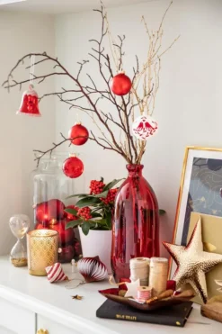 Online KAEMINGK Cloche en verre transparent Rouge paillettes et étoile - 6,20 x 6,20 x 7,50 cm