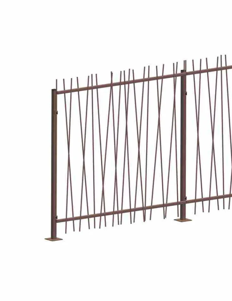 Hot VITIS IN SITU Clôture grille en acier aspect rouillé avec barreaudage roseau - 120 x 100 cm