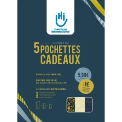 Hot HANDICAP INTERNATIONAL Coffret de 5 pochettes cadeaux solidaires et écologiques
