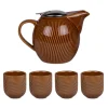 Online BASTIDE Coffret théière 0,9 L et 4 gobelets en grès marron Mao - les 5 pièces