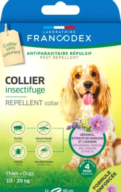 FRANCODEX Collier insectifuge pour chien de 10 à 20 kg coloris blanc - Ø 60 cm