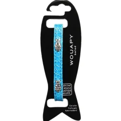 Sale WOUAPY Collier pour chat en simili cuir croco coloris bleu fantaisie avec des poissons - Taille unique