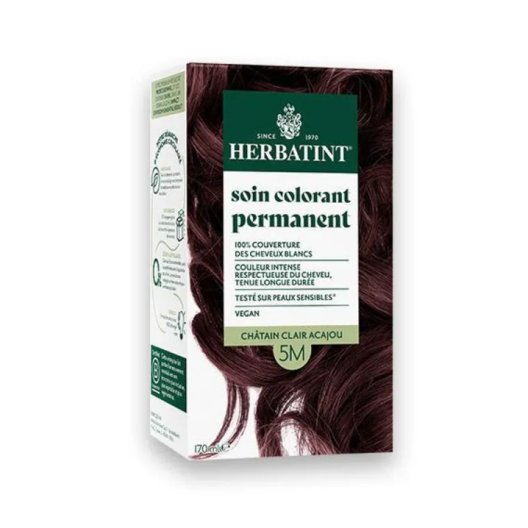Sale HERBATINT Coloration permanente pour cheveux châtain clair acajou 5M aux extraits végétaux biologiques vegan - 170 ml