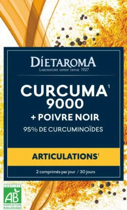 Best DIETAROMA Complément alimentaire curcuma 9000 + poivre noir articulations - 60 comprimés