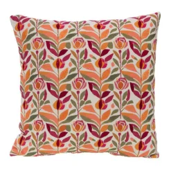 Discount CADES DESIGN Coussin brodé en coton à motifs floraux multicolores Gina - 40 x 40 cm