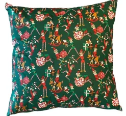 Outlet SAFECO Coussin carré vert en coton à motifs rouges et blanc Farceur - 45 x 45 cm