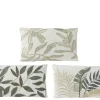 Outlet KAEMINGK Coussin rectangulaire blanc cassé à broderie feuilles - 50 x 30 cm