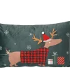 Online KAEMINGK Coussin vert en polyester imprimé Chien de Noël - 50 x 30 x 8 cm