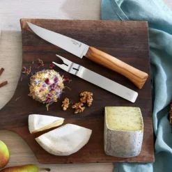 New OPINEL Couteau à fromage et fourchette bois hêtre lame inox - 32 x 70 x 33 cm