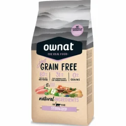New OWNAT Croquette pour chat adulte stérilisé Grain Free Jus - 8 kg