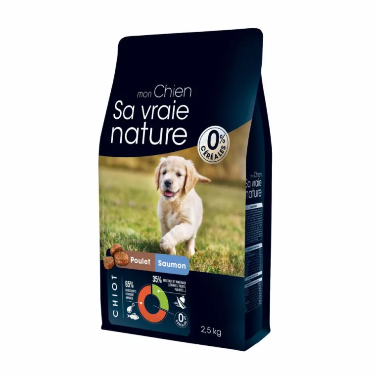 Sale SA VRAIE NATURE Croquette pour chiot au poulet et saumon - 2,5 kg