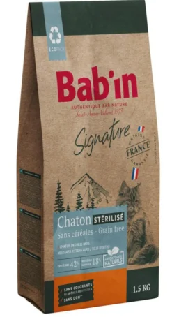 Discount BAB'IN Croquettes pour chaton stérilisé au poulet sans céréales Signature - 1,5 kg