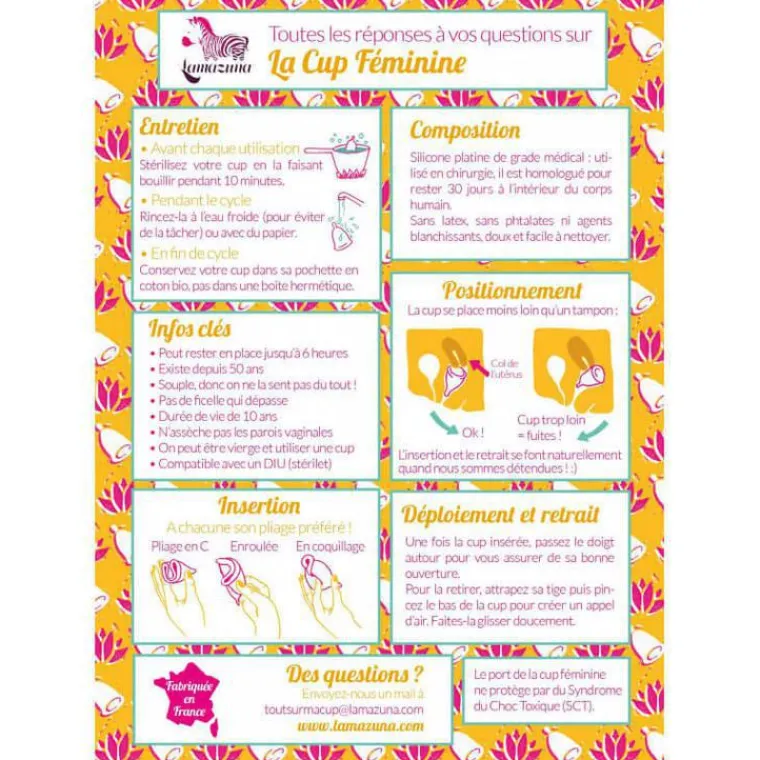 Online LAMAZUNA Cup féminine menstruelle avec pochon rose taille 1