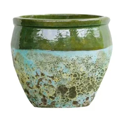 Sale POTERIE DU BOUSQUET Cuvier en grès émaillé fait-main coloris vert Léon - Ø 40 x H 39 cm