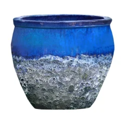 Sale DECOLINES Cuvier en grès émaillé old bleu Leon - Ø 40 x H 39 cm