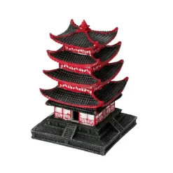 Clearance EUROPET Décor aquarium pagode chinoise rouge taille S - 10 x 10 x 14 cm