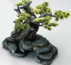Discount EUROPET Décor d'aquarium pierre bonsai coloris vert en résine de polyester - 16,5 x 16,5 x 18 cm