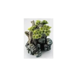Discount EUROPET Décor d'aquarium pierre bonsai coloris vert en résine de polyester - 16,5 x 16,5 x 18 cm