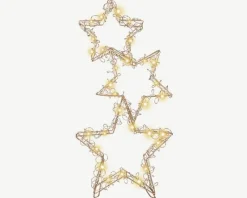Discount BLACHÈRE ILLUMINATION Décor lumineux intérieur 3 étoiles câble argent à 30 micro-LED blanc chaud sur piles - 40 cm