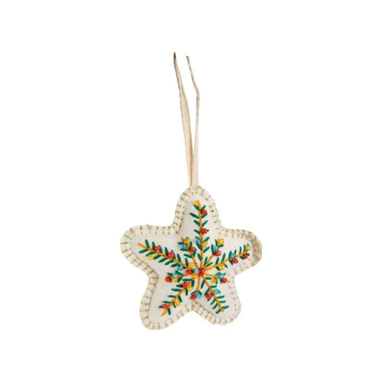 Clearance Décoration à suspendre étoile en coton crème - Ø 5 cm