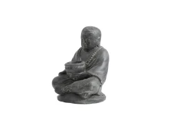 Sale SEDA Décoration pour jardin aquatique coloris noir en pierre reconstituée figurine moine assis avec une bougie - 20 cm