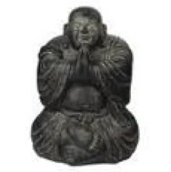 Clearance SEDA Décoration pour jardin aquatique moine assis obèse coloris noir en pierre reconstituée - 22 cm