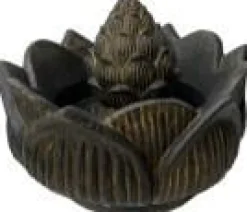 Clearance SEDA Décoration pour jardin aquatique coloris noir en pierre reconstituée fontaine lotus - 60 cm